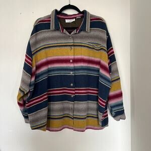 Vintage Venezia Wool Blend Serape Stripe Button Down Shirt